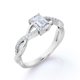 thumbnail image 4 of JeenMata Anillo de Compromiso Semi Infinity con Moissanita de Corte Esmeralda de 0,75 Quilates, Engaste en Pavé y Engarce de Garras, Chapado en Oro Blanco de 18 K sobre Plata, 4 of 6
