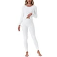 thumbnail image 1 of Conjuntos de ropa interior térmica para mujeres INSPIRE CHIC, camiseta de manga larga con leggings, pijama de capa base para el frío invierno, talla S, blanco, 1 of 6