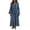 Dark Blue #03, variant on Women V Neck Button Front Maxi Dress Ruffle Flare Long Sleeve Empire Waist Tiered Pleated Loose Boho Vacation Dress