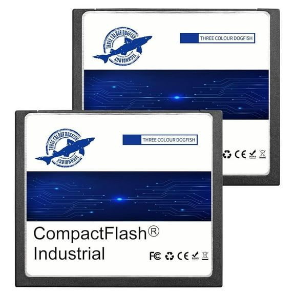 Dogfish Compact Flash Memory Card 2GB 2 Pack High Performance Industrial CF Type I Card FAT16 for Industrial Equipment and Vintage Digital Cameras