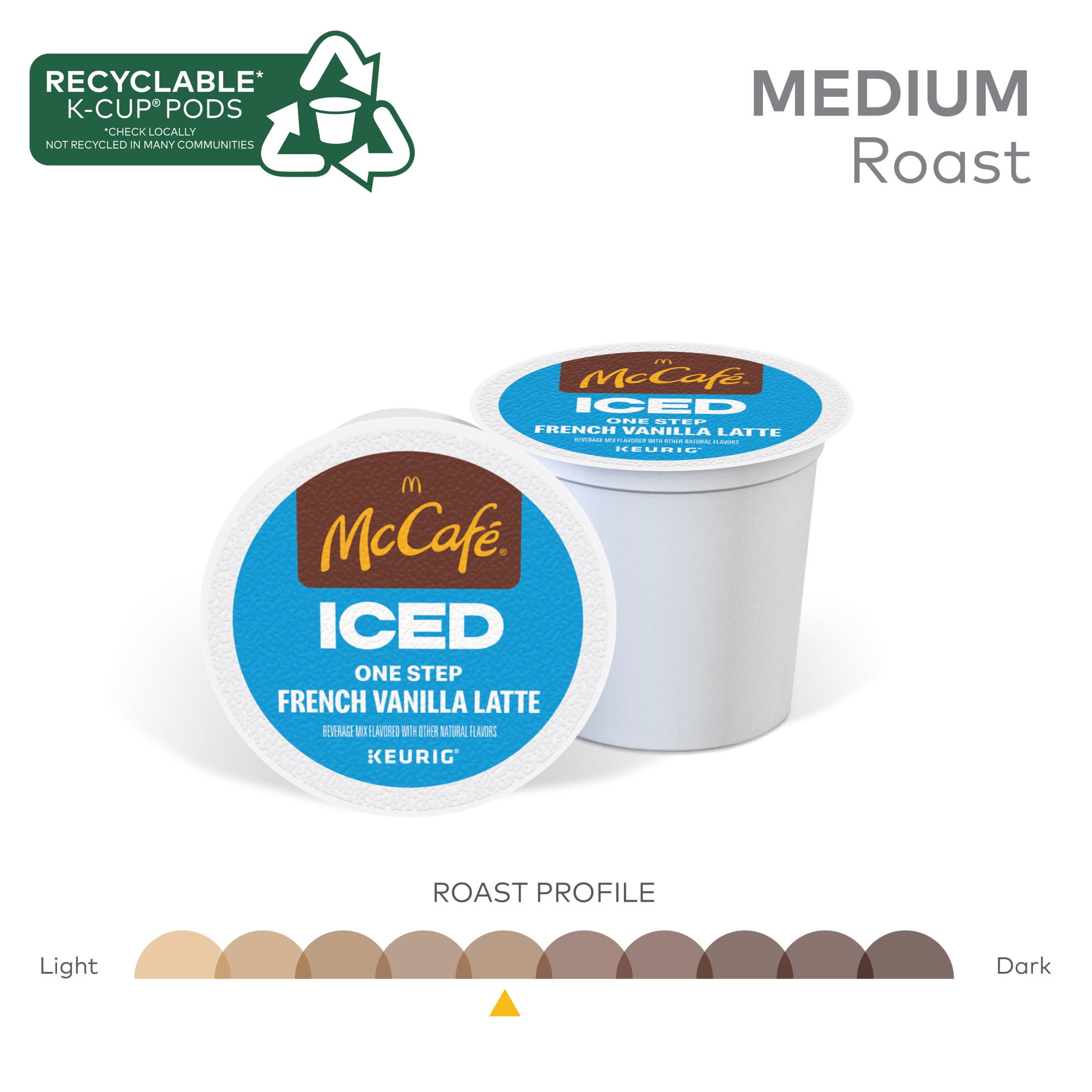 McCafe, ICED One Step French Vanilla Latte K-Cup Coffee Pods, 10 Count