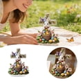 thumbnail image 2 of zhangmingg Easter Solid Material 2D Rabbit Egg Center Statue Desktop Ornament for Home Living Room Shelves, 2 of 8