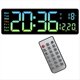 thumbnail image 3 of Reloj de Pared Digital Reloj Despertador Grande Control Remoto Fecha Semana Temperatura Reloj Alarmas Duales Pantalla LED Reloj Cian, 3 of 5