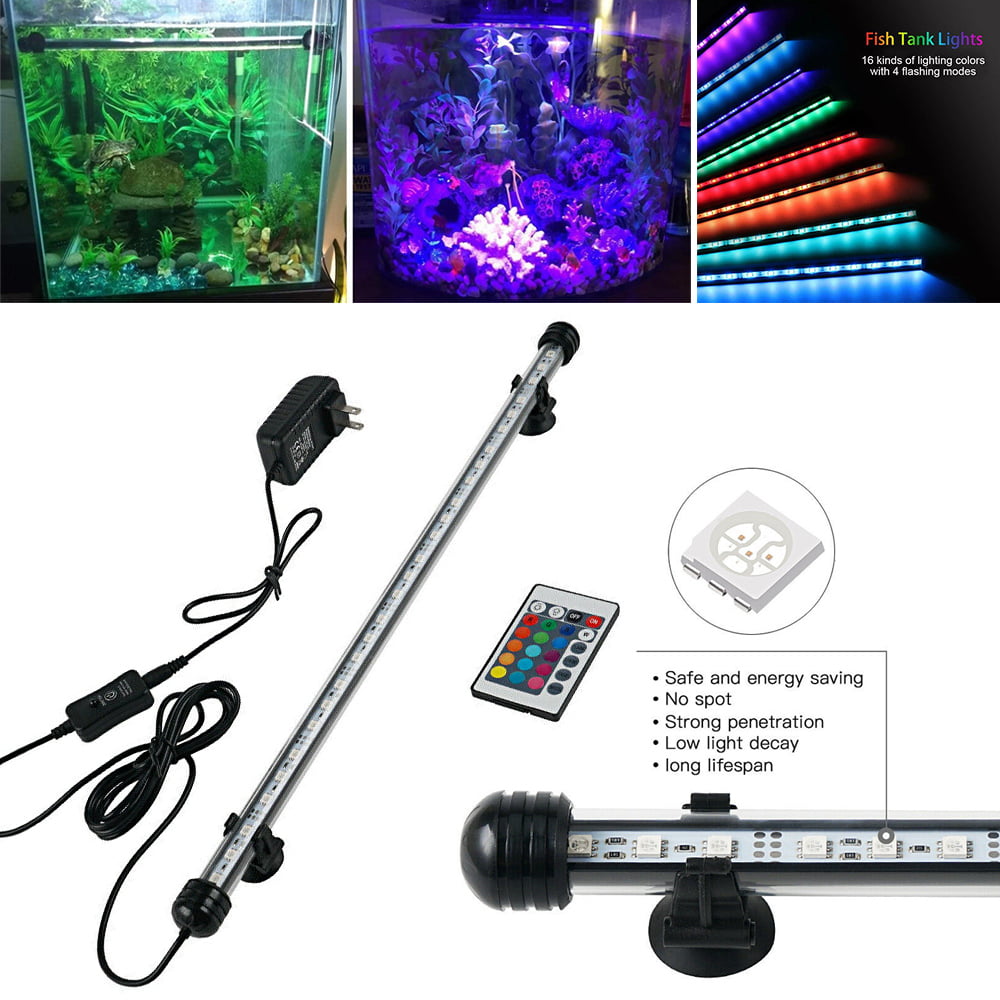 19-112cm LED Waterproof Lamp Fish Tank Submersible Light With Remote Controller 