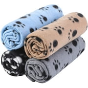 Pack of 4 Cute Paw Print Blanket Puppy Dog Blanket Pet Blankets Small Animals Blanket for Small Animals,60x70cm