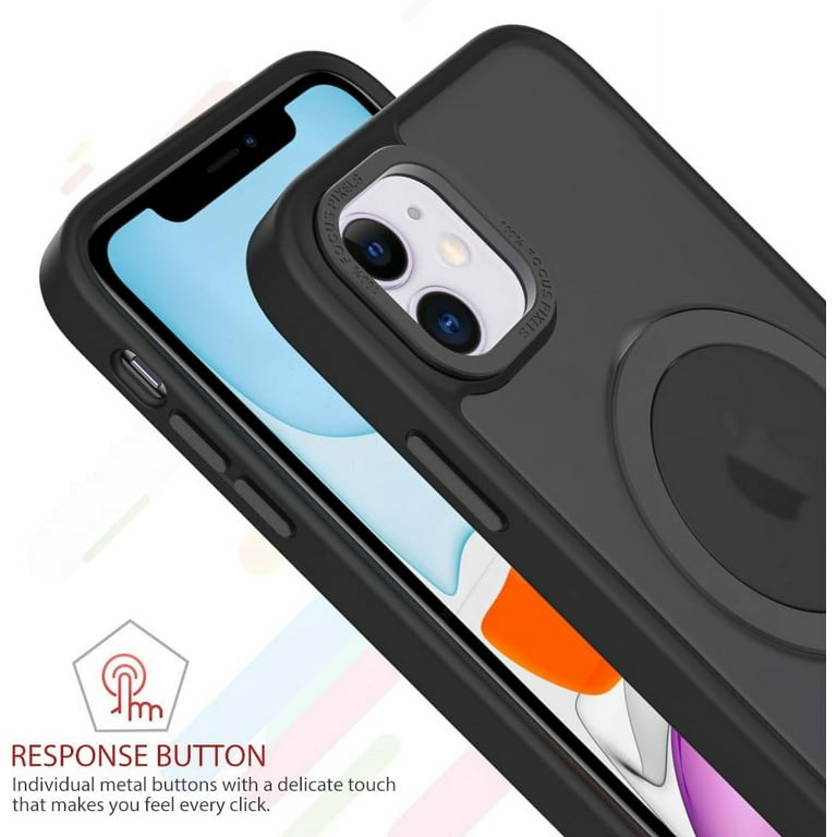 Phone Case for Apple iPhone 11 /6.1" Invisible Stand Magnetic Circle Hybrid TPU Frosted PC Compatible with MagSafe Shockproof Cover [ Black ]
