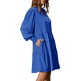 thumbnail image 3 of Casual V Neck Loose Womens Ruffle Tiered Long Sleeve Tunic Dress, 3 of 6