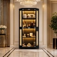 thumbnail image 6 of Set of 2 Glass Display Cabinet, 4-Tier Curio Cabinets with 3 Color Lights, Corner Curio Cabinets for Collectibles/Toys/Books, Storage Cabinets with Human Body Sensor & Charging Ports, 6 of 9