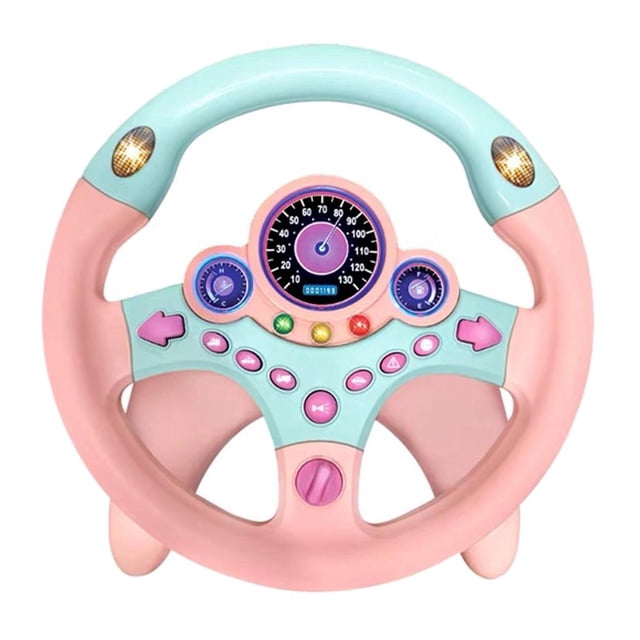 Co - Volante de juguete con luces Música - Volante de conducción interactivo para Rosado perfke Volante de juguete