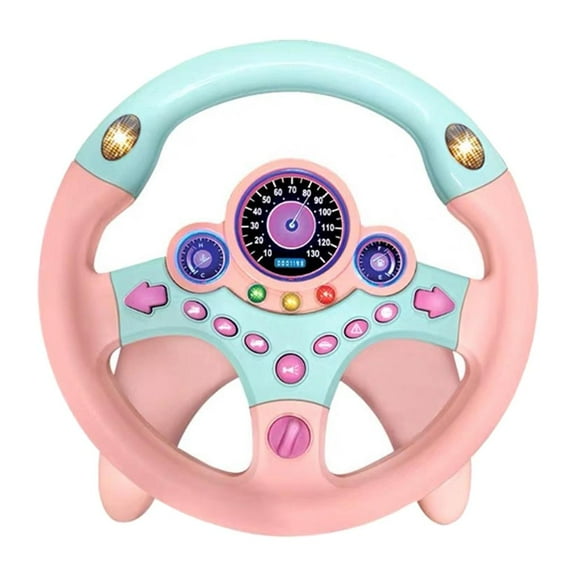 MERIGLARE Children Play Toy Steering Wheel with Base Musical Function Universial Pink