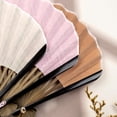 thumbnail image 4 of Shell Shaped Handheld Folding Fan Cotton Linen Portable Decorative Fan for Wedding Outdoor Party Favors, 4 of 5