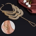 thumbnail image 4 of AYYUFE Tassel Ankle Bracelet Multi-Layer Anklet Golden Leaves Chain Toe Ring Barefoot, 4 of 5