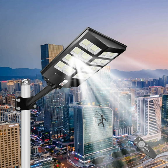1000W Commercial 10000000LM Dusk to Dawn Solar Power Street Light Road Lamp Pole