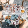 thumbnail image 2 of Orange Blue Pumpkin Fall Round Tablecloth, Fitted Table Cover with Elastic for 55"-60" Round Tables, Thanksgiving Maple Leaf Vintage Table Cloth Outdoor Indoor Dinning Party Waterproof Tablecloths, 2 of 7