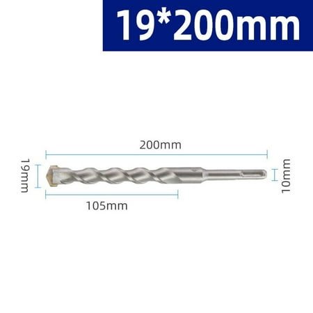 

BUYISI 200mm Carbide Steel Impact Drill Bit Masonry Concrete Drill Bit SDS PLUS Shank 19mm