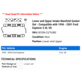 thumbnail image 2 of Lower and Upper Intake Manifold Gasket Set - Compatible with 1996 - 2001 Ford Explorer 5.0L V8 1997 1998 1999 2000, 2 of 2