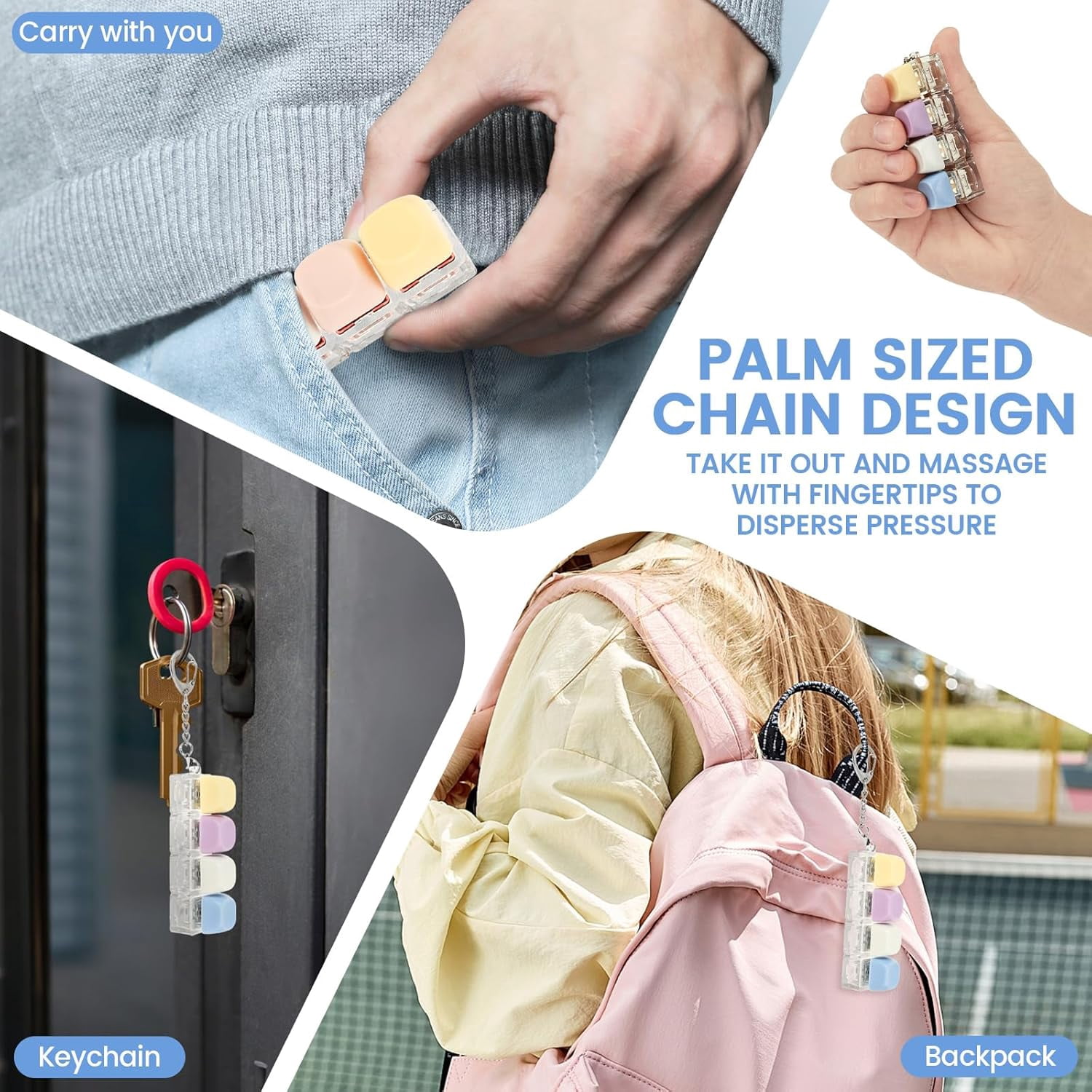 6PCS Creamy Keyboard Fidget, Random Color Clicky & Silent Keyboard Clicker Keychain, Stress Relief Accessory for Bags, Keys and Desk Use