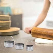 OUNONA Cookie Baking Rings Pastry Dough Cutter Round Fluted Edge 3Pcs