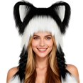 thumbnail image 5 of Women's Hats & Caps Furry Animal Ear Braided Plush Warm Winter Cosplay Hat Winter Hats for Women Black One Size, 5 of 5