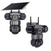 NFTIGB 4G Solar Security Camera 2MP Triple Lens AI Motion Detection IP66 Two Way Talk PTZ Surveillance System for Home Indoor Outdoor Active Defense (10.24 inches / 26 cm)