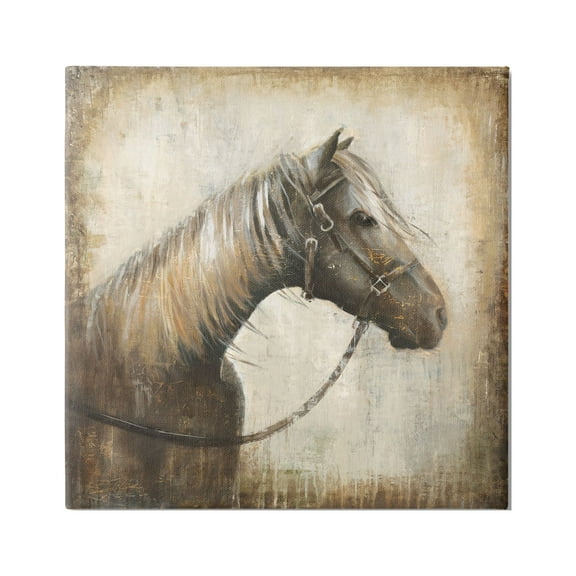 Stupell Industries Vintage Horse Painting Animals & Insects Painting Gallery Wrapped Canvas Print Wall Art, 17 x 17