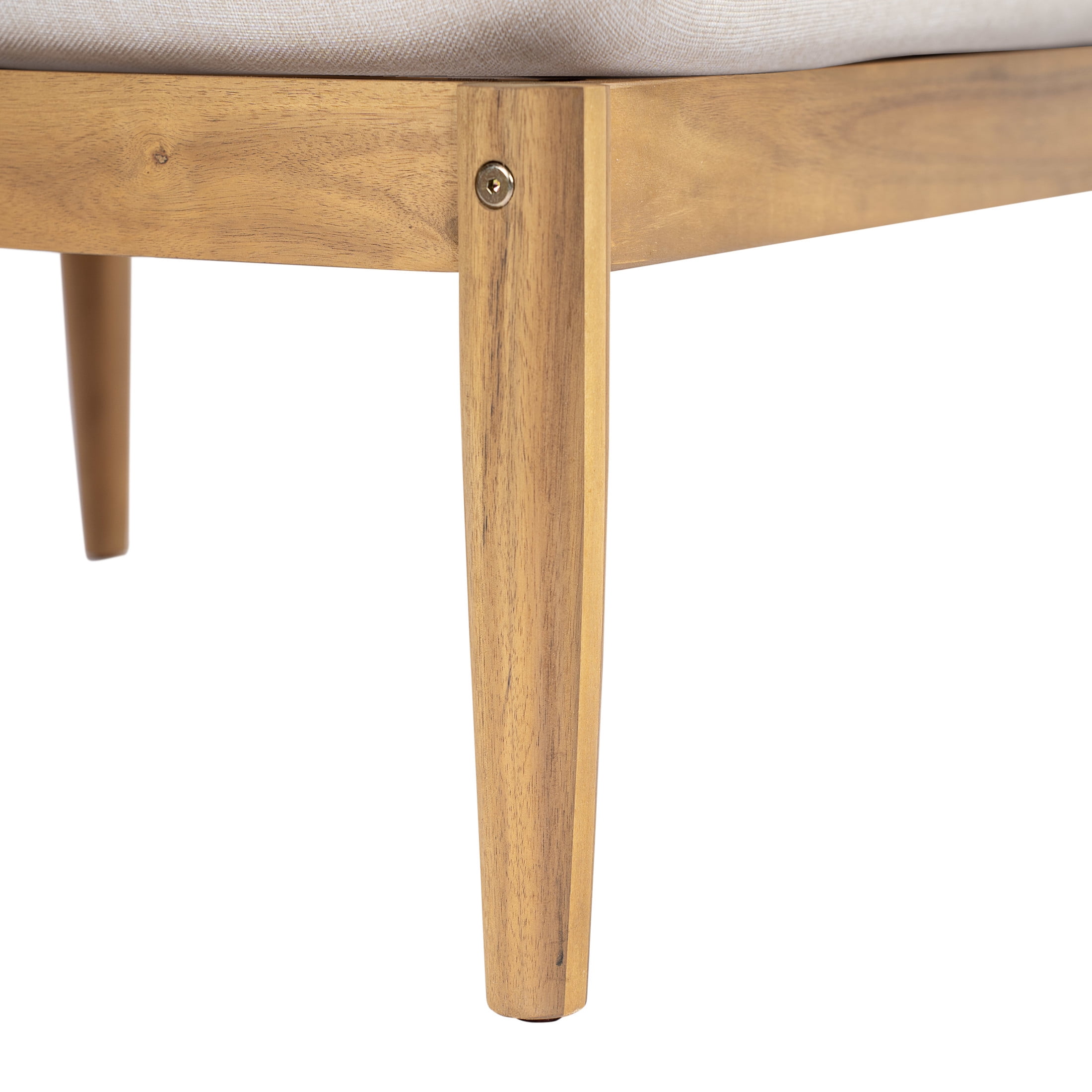 Christopher Knight Home 30" Outdoor Acacia Wood Ottoman, Light Teak Finish Patio Footrest with Beige Cushion
