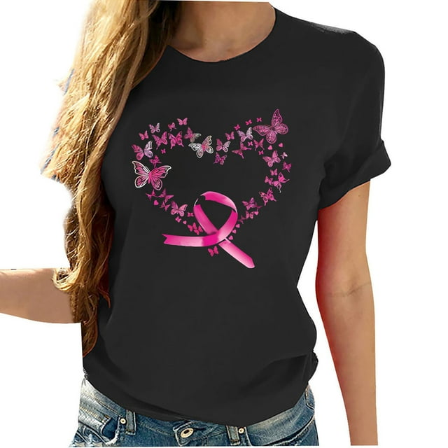 Yhmxh T-shirts pour Femmes Col Rond Imprimé Poitrine Manches Courtes T-shirt Hauts d'Été pour Femmes Manches Courtes Chemises d'Été sous-Vêtements T-shirts pour Femmes