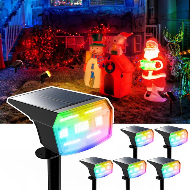 Focos solares HIBOITEC 59 LED que cambian de color, 6 paquetes