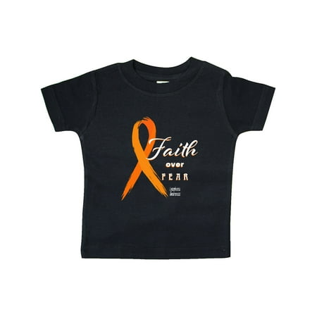 

Inktastic Faith Over Fear Lymphoma Awareness with Orange Ribbon Gift Baby Boy or Baby Girl T-Shirt
