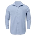 thumbnail image 3 of Kids Linen Button Down Shirts, Solid Long Sleeve Casual Tops for Spring & Summer, 3-14Y, 3 of 4