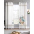 thumbnail image 2 of Coastal Starfish Sheer Curtains 84 Inch Length 2 Panels Set for Living Room/Bedroom, Nautical Shells Coral Eucalyptus Stripes Kitchen Curtains Grommet Semi-Sheer Curtains Window Treatments 42"x84"x2, 2 of 7
