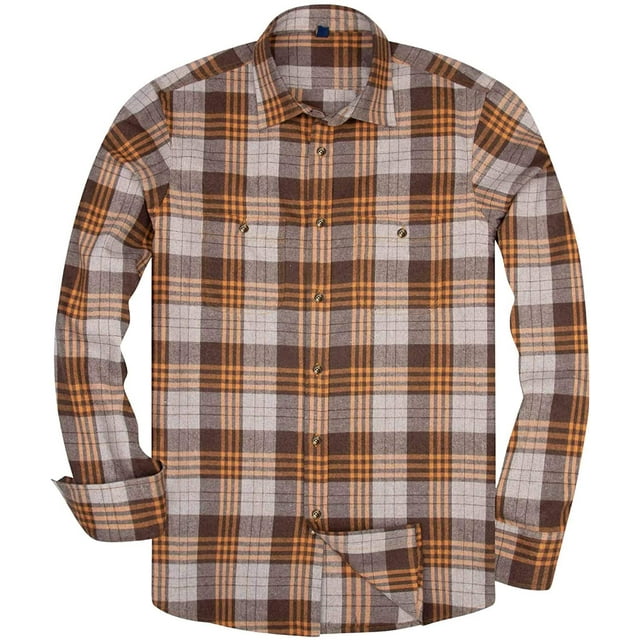 Men's Casual Button Down Flannel Shirt Plaid