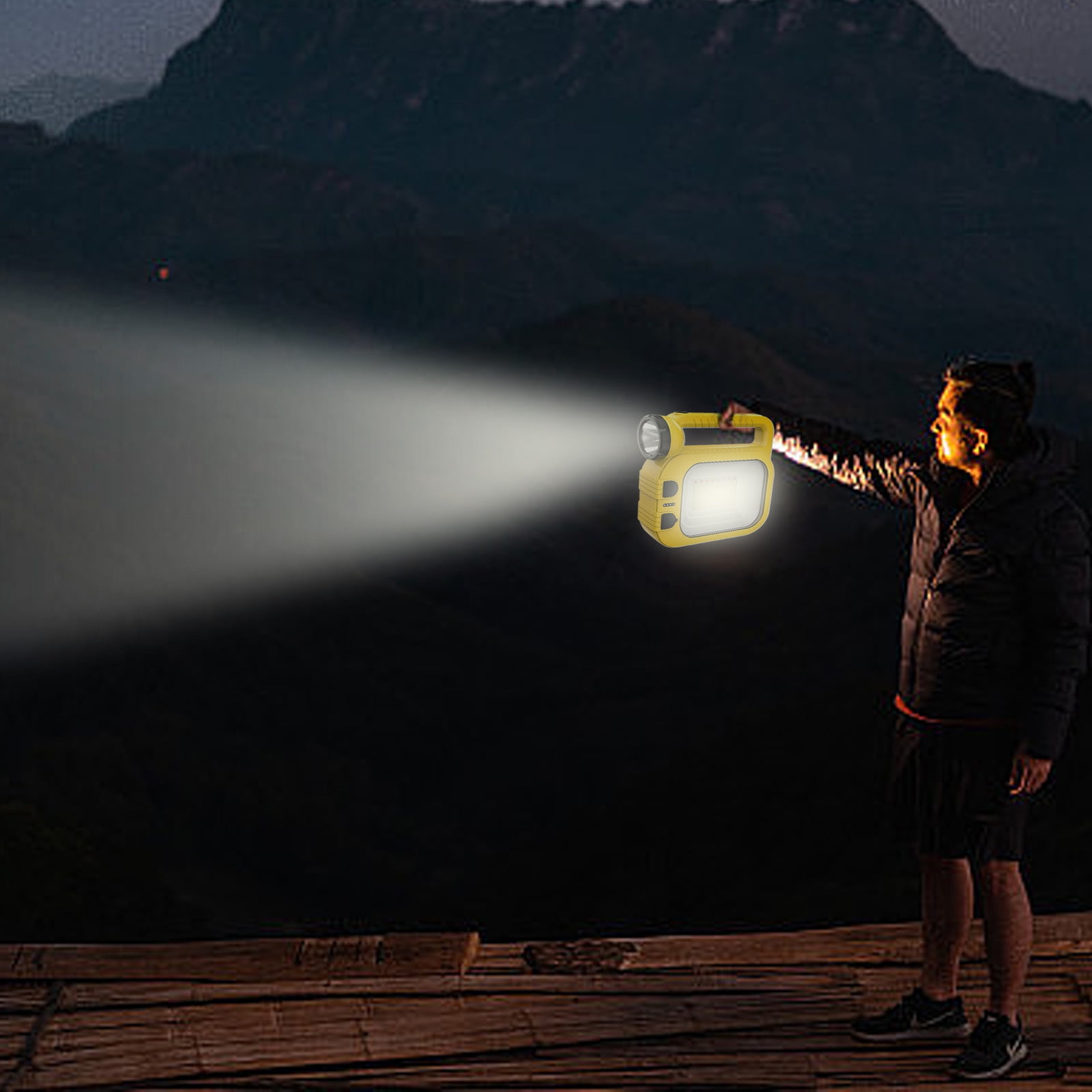 Lksixu Portable LED Searchlight, Super Bright High Lumens LED Flashlight with COB Side Lights, USB Rechargeable Hand Torch Light 3 Modes IP65 Waterproof Tent Lamp for Camping Hiking Emergency