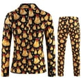thumbnail image 3 of Men Long Sleeve Casual Button Christmas Printed Suit Jacket Two piece Set Holiday Festive Theme Funny Suits, 3 of 7