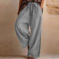 thumbnail image 4 of GUACER Womens Linen Wide Leg Pants Drawstring with Tassels & Pockets Palazzo Trousers for Beach & Casual Wear, 4 of 6