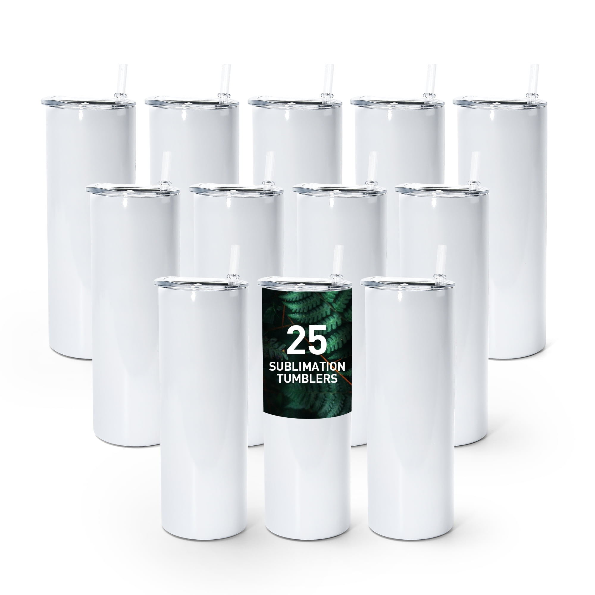 AGH 25 Pack 20oz Sublimation Tumblers Straight Skinny Tumblers Bulk