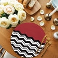 thumbnail image 2 of Black White Chevron Round 15 Inch Placemats Set of 4, Geometric Red Sea Wavy Striped HeatResistant Non Slip Place Mats for Dining Table, Wipeable Braided Kitchen Table Mats for Housewarming, 2 of 9