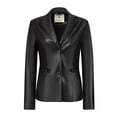 thumbnail image 1 of Chaqueta de piel sintética para mujer con solapa con muesca y un solo pecho Negro L, 1 of 6