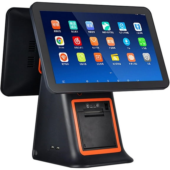 Retail and Restaurant POS Terminal Machine for Small Business, Point of Sale Cash Register with 15.6" Touch Screen, All-in-One Smart Cash Register, Built-in 58mm Receipt Printer