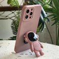 thumbnail image 3 of Compatible for iPhone 13 Pro Max Cute Case, 6D Astronaut Hidden Stand Phone Case for Women Girls Soft TPU Shockproof Back Cover - Pink, 3 of 11