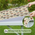 thumbnail image 6 of Beige Highland Cow Flower Pajama Pattern Square Fitted Tablecloth with Elastic Edge,Square Table Cover,Washable Elastic Table Cover for Home Kitchen Party Decor 34"x34", 6 of 6