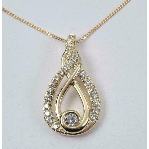 Silver Shop 2Ct Round Cut Cubic Zirconia Women Twisted Pendant 14K Yellow Gold Finish