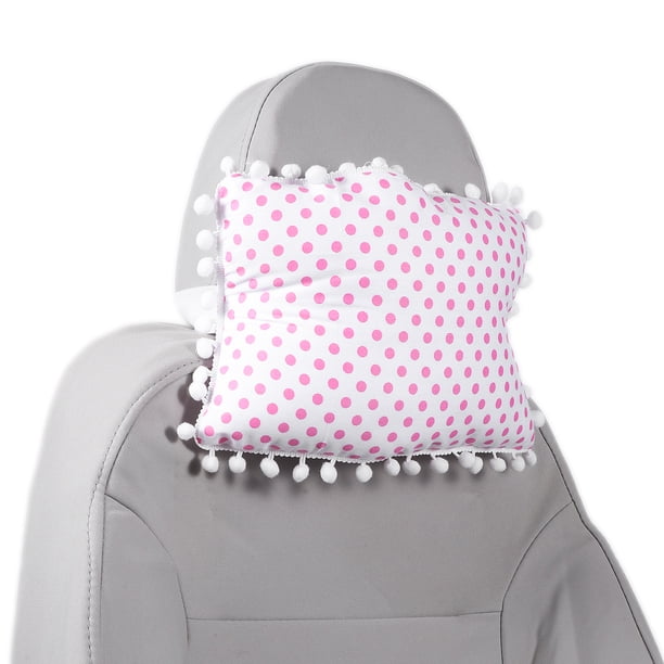 Almohada para reposacabezas del automóvil Unique Bargains, soporte para cuello ergonómico y cómodo, algodón/espuma de memoria, ancho ajustable, blanco/rojo, 1 Pcs para conducción y viaje