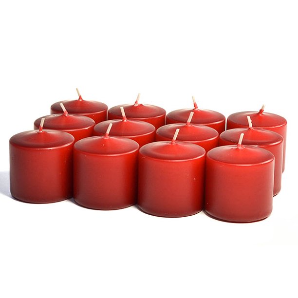 Unscented Burgundy Votives 15 Hour Votive Candles Pack 12 per box 1.5
