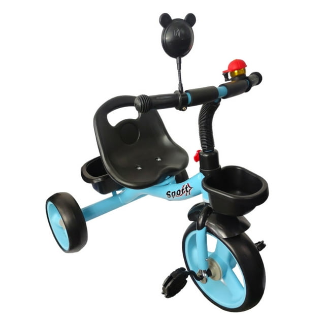 Triciclo The Baby Shop con canasto y espejo Azul -