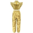 thumbnail image 2 of Nyeemya Kids Girls Jazz Hip Hop Dance Outfit Shiny Metallic Crop Top with Jogger Pants Set for Stage Performance Gold 8, 2 of 6