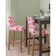 thumbnail image 2 of Pink Geometric Moroccan Bar Stool Covers Set of 4, Abstract Art Pink Ombre Modern Stretch Washable Bar Chair Covers with Backs, Removable Pub Counter Height Chair Cover for Kitchen Dining Room Cafe, 2 of 7
