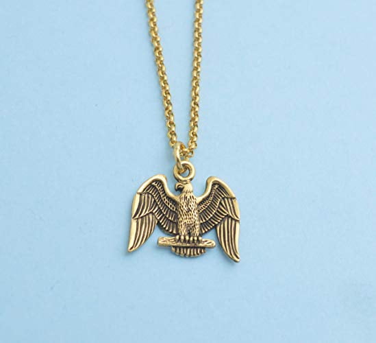 Mom And Three Sister Ltd Eagle Charm Pendant In Gold Plated Pewter On An 20 Gold Stainless Steel Chain Boys Necklace Teen Boy Necklace Mens