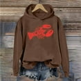 thumbnail image 2 of Women's Lobster Crewneck Y2k Graphic Sweatshirts Long Sleeve Lobster Sweater Top Cute Crew Neck Casual Comfy Top 2025 Fall Trendy (Brown,Large), 2 of 4