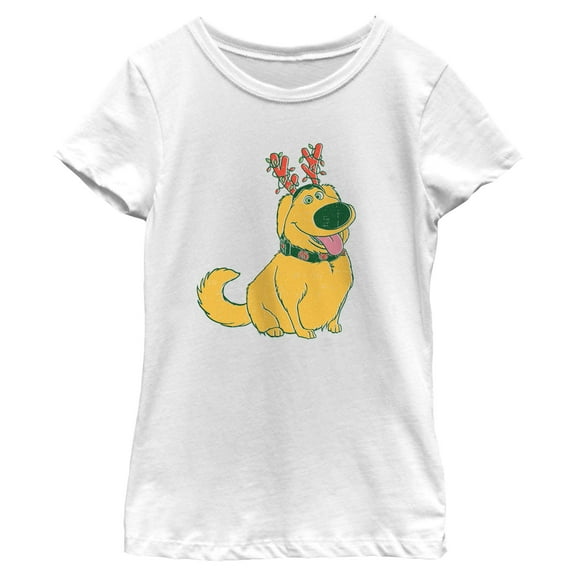 Girls Up Christmas Dug Reindeer Headband T Shirt